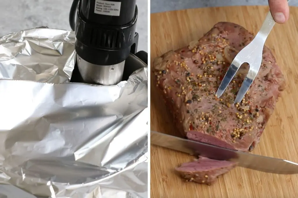 Recette sous vide Corned Beef étape 4 : cuire la viande sous vide.
